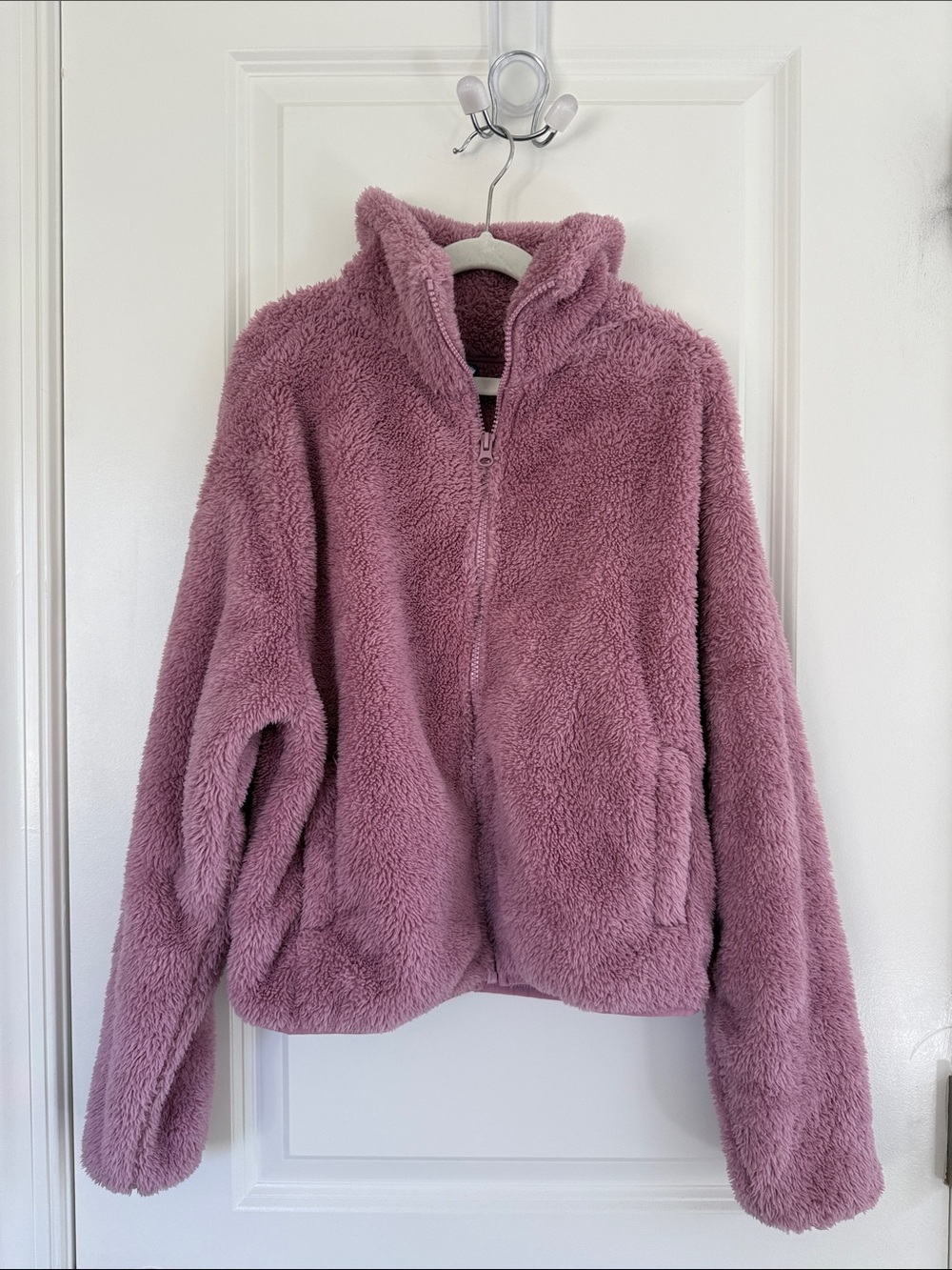 Old Navy Plush Full-Zip Jacket in Dusty Rose